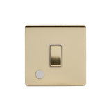 Screwless Brushed Brass - White Trim - Slim Plate Screwless Brushed Brass 20A 1 Gang Double Pole Switch Flex Outlet