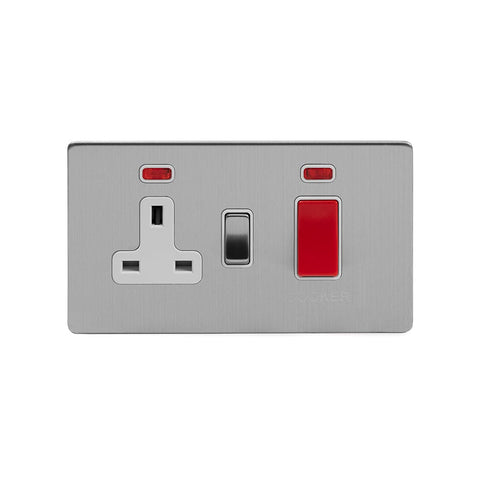 Screwless Brushed Chrome 45A Cooker Control Unit With Neon - SE Home