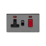 Screwless Black Nickel - Black Trim - Slim Plate Screwless Black Nickel 45A Cooker Control Unit With Neon