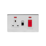 Screwless Polished Chrome - White Trim - Slim Plate Screwless Polished Chrome 45A Cooker Control Unit With Neon