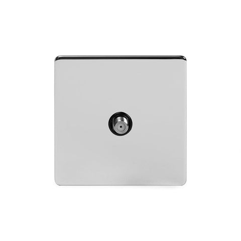 Screwless Polished Chrome 1 Gang Satellite Socket - SE Home