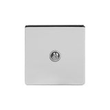 Screwless Polished Chrome - White Trim - Slim Plate Screwless Polished Chrome 1 Gang Satellite Socket