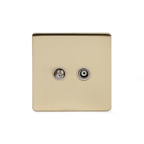 Screwless Brushed Brass TV+ Satellite Socket - SE Home
