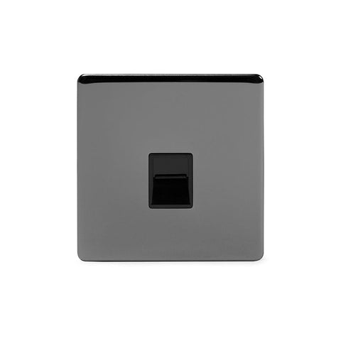 Screwless Black Nickel - Black Trim - Slim Plate Screwless Black Nickel 1 Gang Telephone Master Socket BT