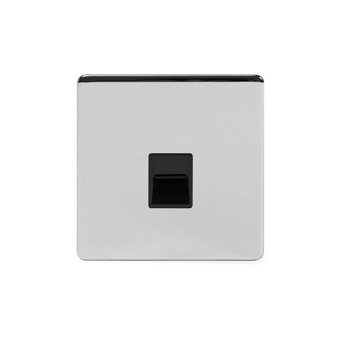 Screwless Polished Chrome - Black Trim - Slim Plate Screwless Polished Chrome 1 Gang Telephone Master Socket