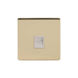 Screwless Brushed Brass 1 Gang Telephone Secondary Socket BT - SE Home