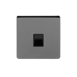 Screwless Black Nickel - Black Trim - Slim Plate Screwless Black Nickel 1 Gang Telephone Secondary Socket BT