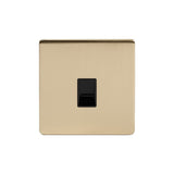 Screwless Brushed Brass - Black Trim - Slim Plate Screwless Brushed Brass 1 Gang Data Socket RJ45 Cat5/6  - Black