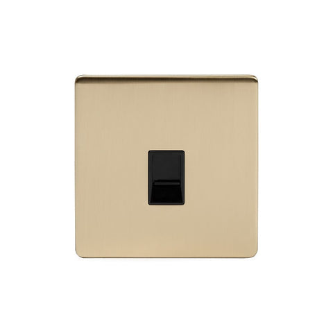 Screwless Brushed Brass - Black Trim - Slim Plate Screwless Brushed Brass 1 Gang Data Socket RJ45 Cat5/6  - Black