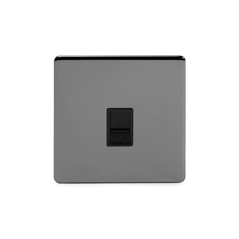 Screwless Black Nickel - Black Trim - Slim Plate Screwless Black Nickel 1 Gang Data Socket RJ45 Cat5/cat6