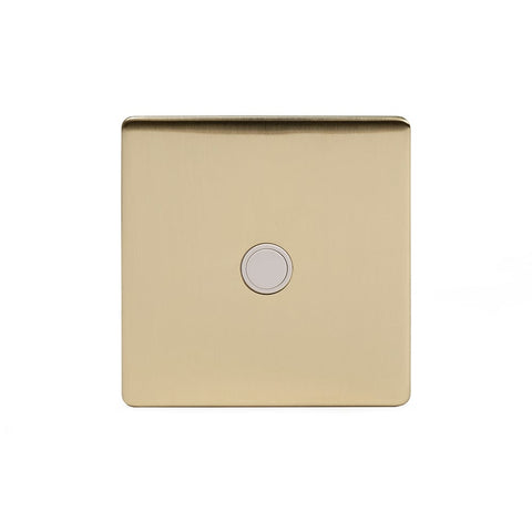 Screwless Brushed Brass - White Trim - Slim Plate Screwless Brushed Brass 20A Flex Outlet