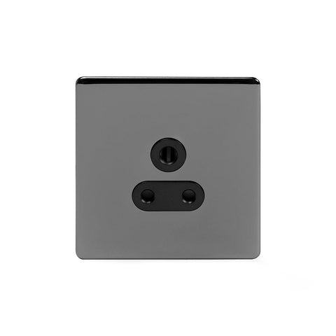 Screwless Black Nickel - Black Trim - Slim Plate Screwless Black Nickel 5 Amp Unswitched Plug Socket