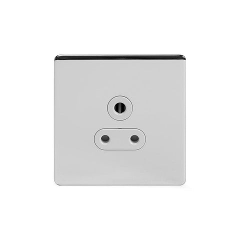 Screwless Polished Chrome - White Trim - Slim Plate Screwless Polished Chrome 5 Amp Unswitched Plug Socket