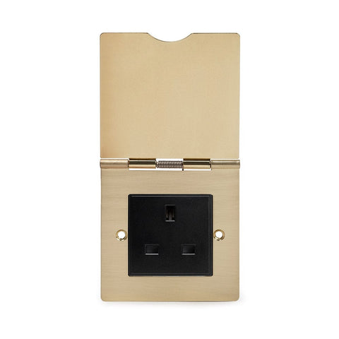 Screwless Brushed Brass 13 Amp Euromod Floor Outlet Socket 1 Gang - SE Home