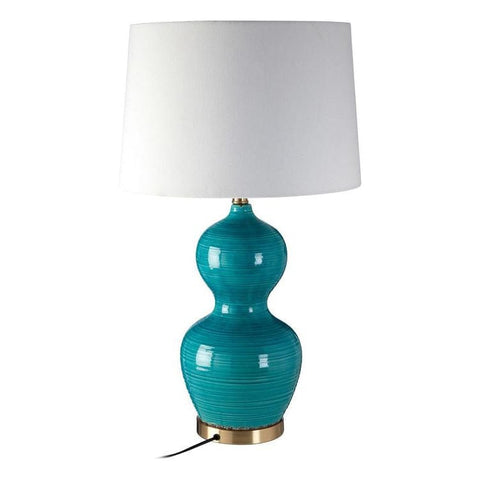 Table Lamp With Blue Ceramic Base