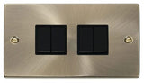 Antique Brass 10A 4 Gang 2 Way Light Switch - Black Trim - SE Home