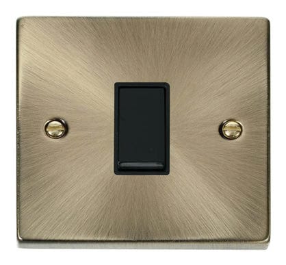 Antique Brass 10A 1 Gang Intermediate Light Switch - Black Trim - SE Home