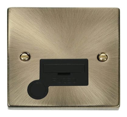 Antique Brass 13A Fused Connection Unit With Flex - Black Trim - SE Home