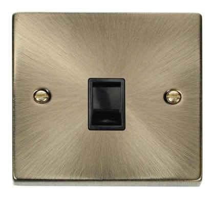 Antique Brass Rj11 Socket - Black Trim - SE Home