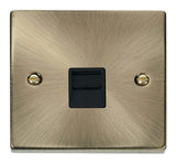 Antique Brass Secondary Telephone Single Socket - Black Trim - SE Home