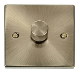 Antique Brass - Black Inserts Antique Brass 1 Gang 2 Way LED 100W Trailing Edge Dimmer Light Switch
