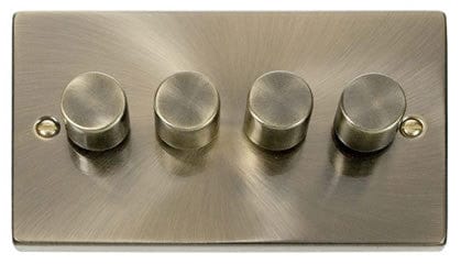 Antique Brass 4 Gang 2 Way LED 100W Trailing Edge Dimmer Light Switch - SE Home