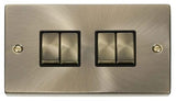 Antique Brass 10A 4 Gang 2 Way Ingot Light Switch - Black Trim - SE Home