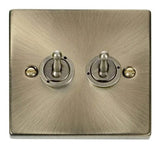 Antique Brass 2 Gang 2 Way 10AX Toggle Light Switch - SE Home