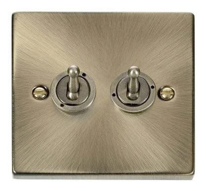 Antique Brass 2 Gang 2 Way 10AX Toggle Light Switch - SE Home