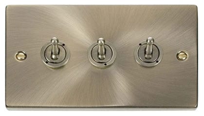 Antique Brass 3 Gang 2 Way 10AX Toggle Light Switch - SE Home