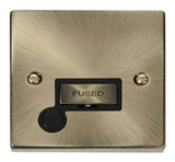 Antique Brass 13A Fused Ingot Connection Unit With Flex - Black Trim - SE Home