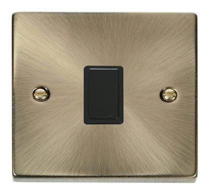 Antique Brass 1 Gang 20A DP Switch - Black Trim - SE Home
