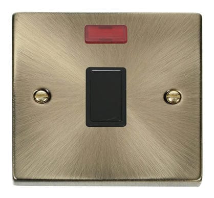 Antique Brass 1 Gang 20A DP Switch With Neon - Black Trim - SE Home