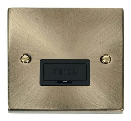 Antique Brass 13A Fused Connection Unit - Black Trim - SE Home