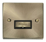 Antique Brass 13A Fused Ingot Connection Unit - Black Trim - SE Home