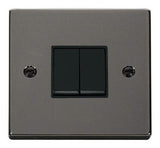 Black Nickel - Black Inserts Black Nickel 10A 2 Gang 2 Way Light Switch - Black Trim