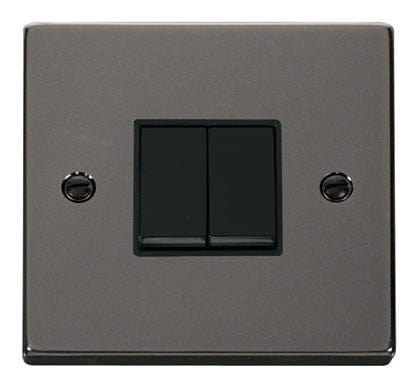 Black Nickel 10A 2 Gang 2 Way Light Switch - Black Trim - SE Home