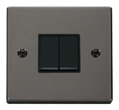 Black Nickel - Black Inserts Black Nickel 10A 2 Gang 2 Way Light Switch - Black Trim