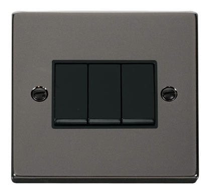 Black Nickel 10A 3 Gang 2 Way Light Switch - Black Trim - SE Home