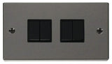 Black Nickel 10A 4 Gang 2 Way Light Switch - Black Trim - SE Home
