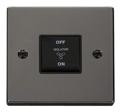 Black Nickel 10A 3 Pole Fan Isolation Switch - Black Trim - SE Home