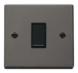 Black Nickel - Black Inserts Black Nickel 10A 1 Gang Intermediate Light Switch - Black Trim