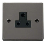 Black Nickel - Black Inserts Black Nickel 1 Gang 5A Round Pin Socket - Black Trim