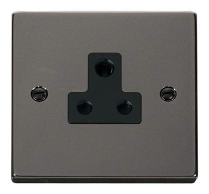 Black Nickel 1 Gang 5A Round Pin Socket - Black Trim - SE Home