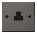 Black Nickel 1 Gang 2A Round Pin Socket - Black Trim - SE Home