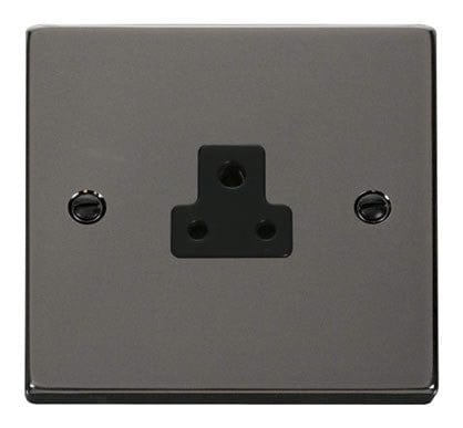 Black Nickel - Black Inserts Black Nickel 1 Gang 2A Round Pin Socket - Black Trim