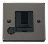 Black Nickel - Black Inserts Black Nickel 13A Fused Connection Unit Switched With Flex - Black Trim