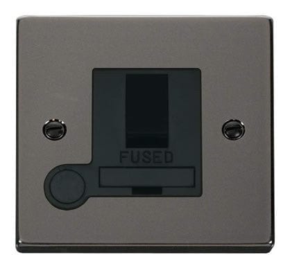 Black Nickel - Black Inserts Black Nickel 13A Fused Connection Unit Switched With Flex - Black Trim