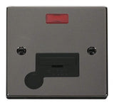 Black Nickel 13A Fused Connection Unit With Neon With Flex - Black Trim - SE Home