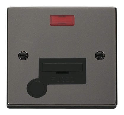 Black Nickel 13A Fused Connection Unit With Neon With Flex - Black Trim - SE Home